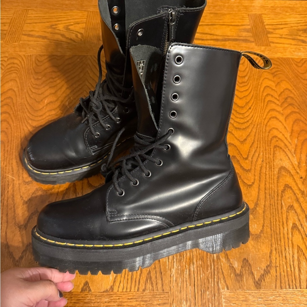 Dr. Martens Jadon Boot Smooth Leather Platforms Black Wmn's 12 Men's 11 Grunge - Picture 3 of 14